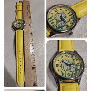 BWCButte's Watch Company Yellow Watch BandWatch with Tulips on the FaceStain